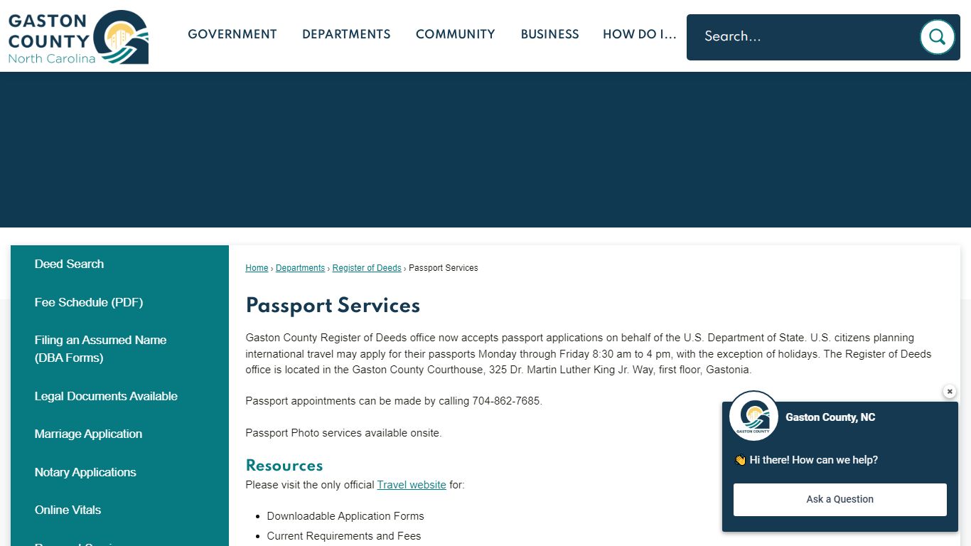 Passport Services | Gaston County, NC